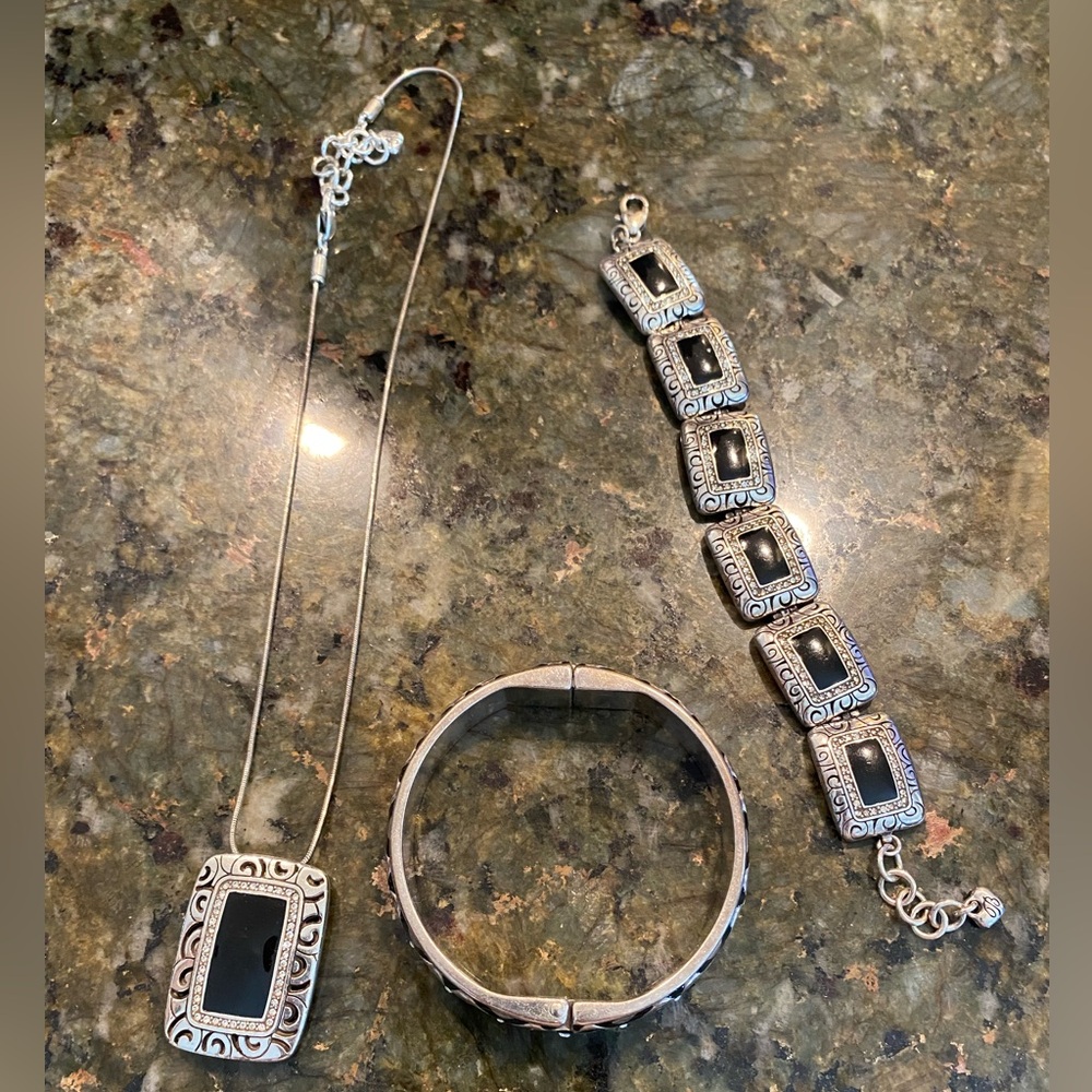 Silver and black Brighton jewelry set